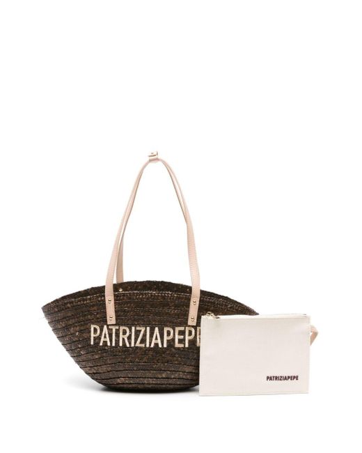 Patrizia Pepe White Summer Straw Beach Bag