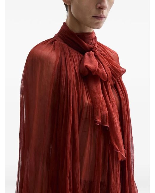 Atu Body Couture Red Bow Pleated Blouse