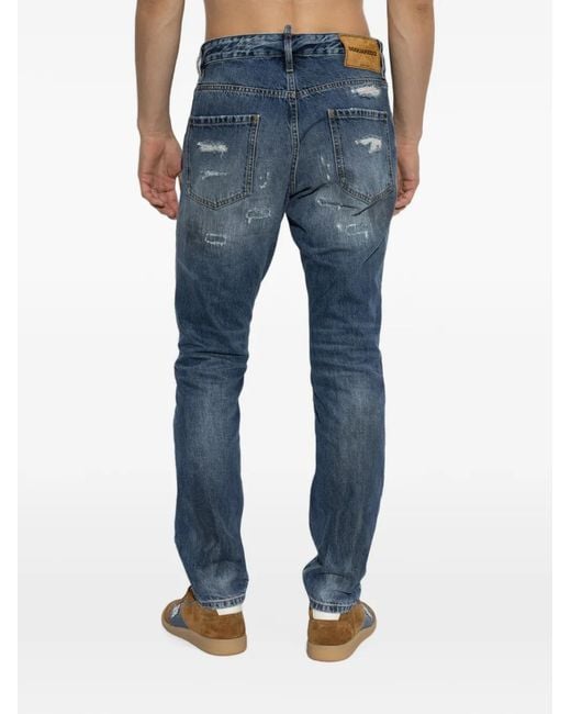 DSquared² Blue Worker Wash Teddy Jeans for men
