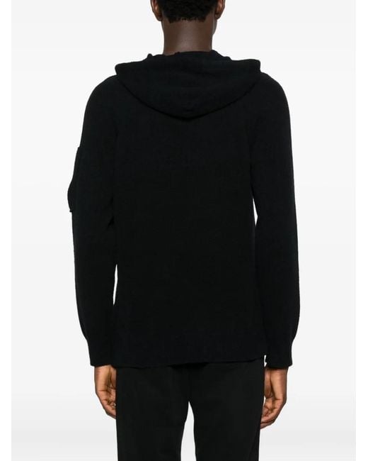 C P Company Black Lens-Detail Hoodie for men