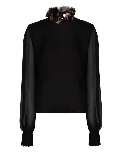 Emilio Pucci Black Ruffled Balloon-Sleeve Blouse