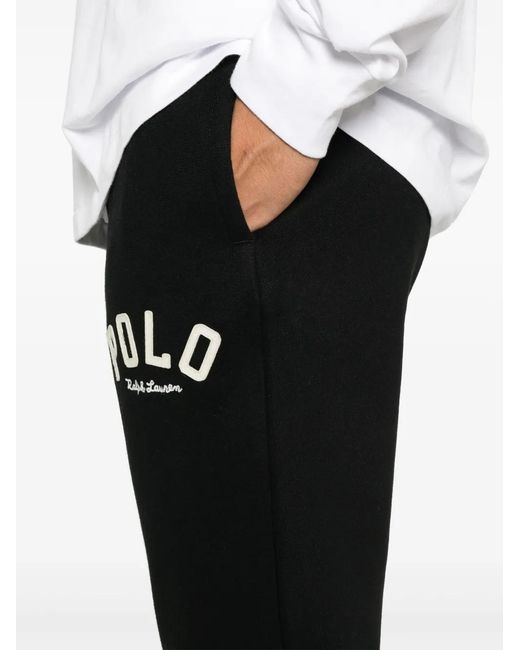 Polo Ralph Lauren Black Logo-Patch Track Pants for men