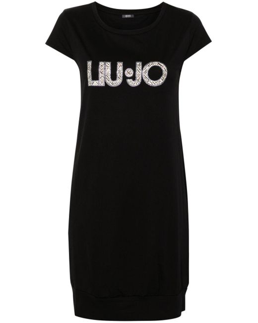 Liu Jo Black T-Shirtkleid mit Logo-Print