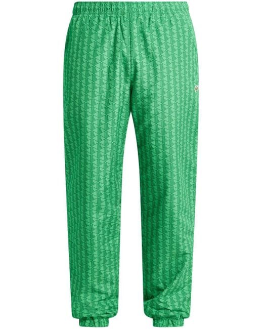 Lacoste Green Monogram-Print Track Pants for men