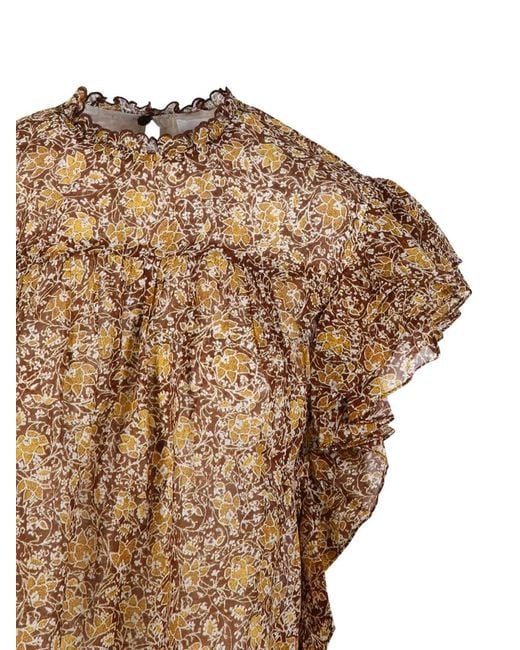 Isabel Marant Brown Daliyane Bluse mit Blumen-Print