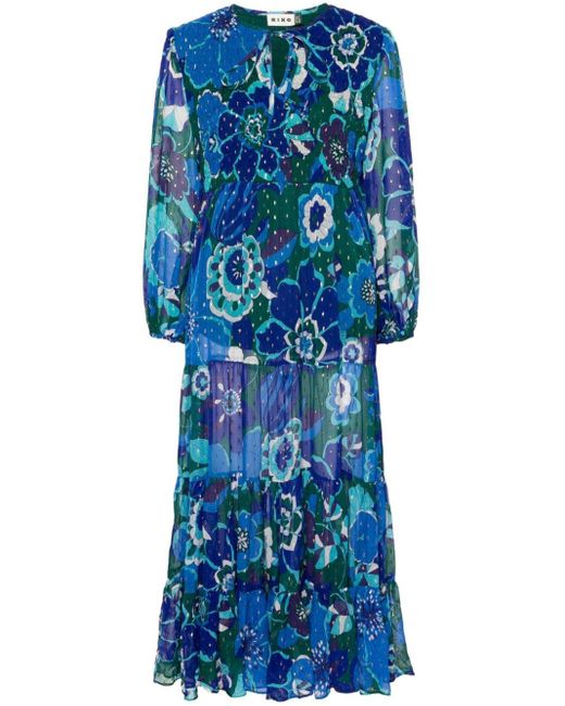 Rixo Blue Lori Floral-print Maxi Dress