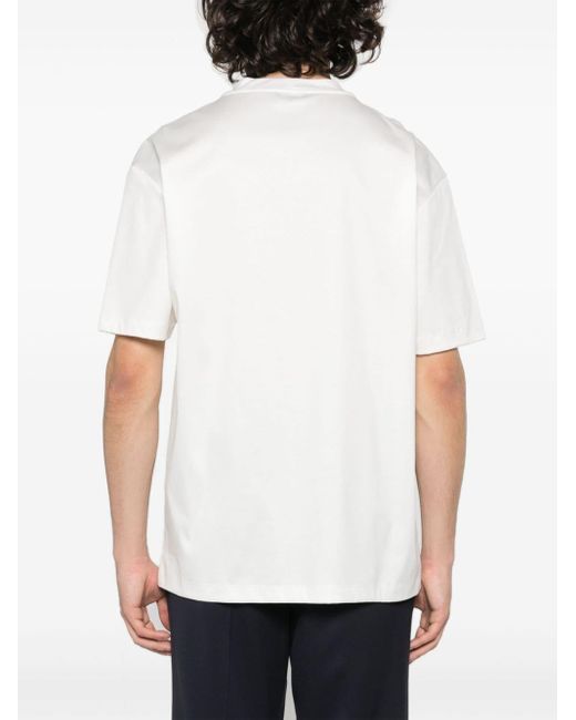 T-shirt en coton à logo appliqué Giorgio Armani pour homme en coloris White
