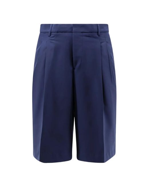 AMI Blue Tailored Shorts With Front Pleats for men