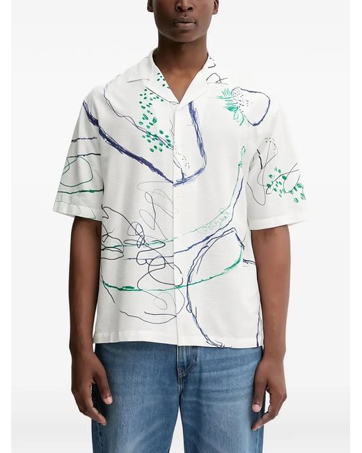 Desigual White Printed Short-Sleeve Shirt for men