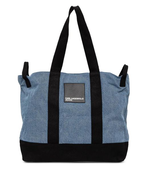 Karl Lagerfeld Black Logo-Patch Shoulder Bag