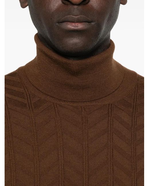 Corneliani Brown Roll-Neck Sweater for men