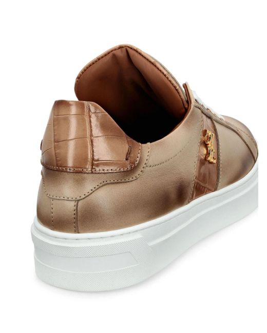 Billionaire Brown Crocodile-embossed Leather Sneakers for men