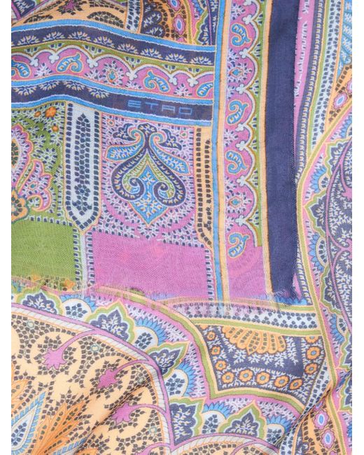 Etro Blue Patterned Scarf for men