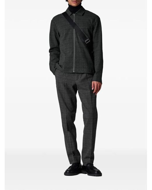 Paul Smith Black Check-Pattern Zip Shirt Jacket for men