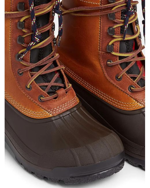 DSquared² Brown Panelled-Design Leather Boots for men