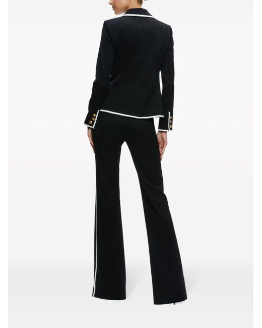 Alice + Olivia Black Mya Contrast Piping Fitted Blazer