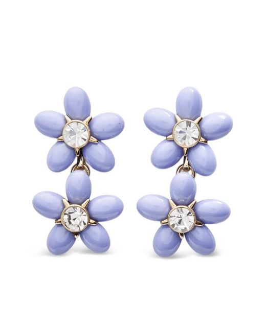 Orecchini Pendenti Double Flower di Carolina Herrera in Blue