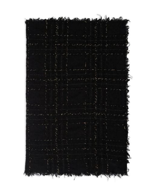 Faliero Sarti Black New Diletta Frayed Check Scarf