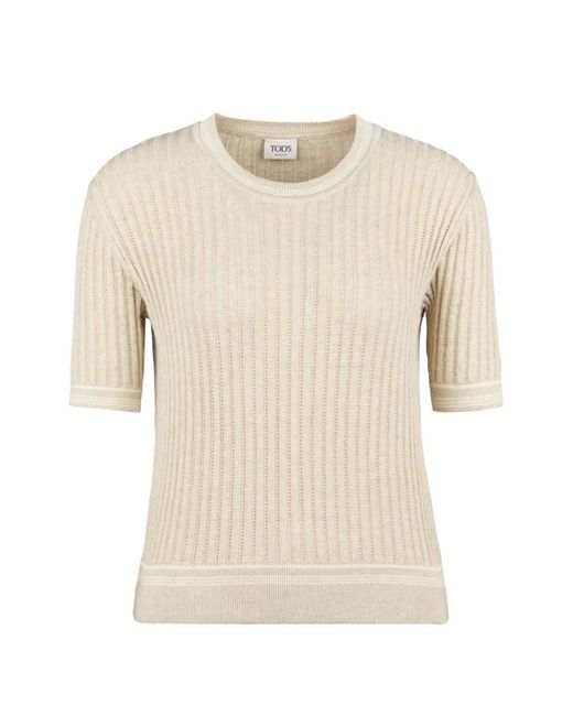 Tod's Natural Ribbed-Knit Top