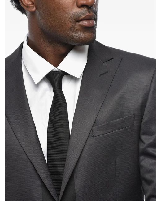 Corneliani Black Satin-Detail Wool-Blend Suit for men