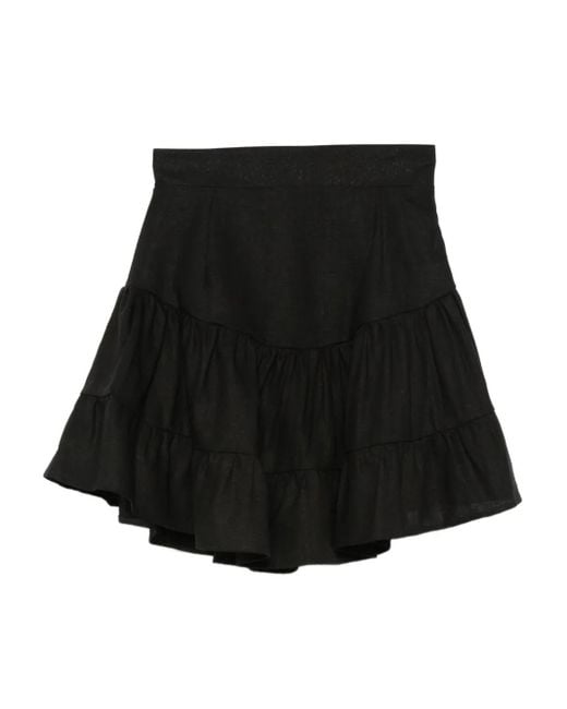 Hamza Black Bali Tiered-Ruffles Mini Skirt