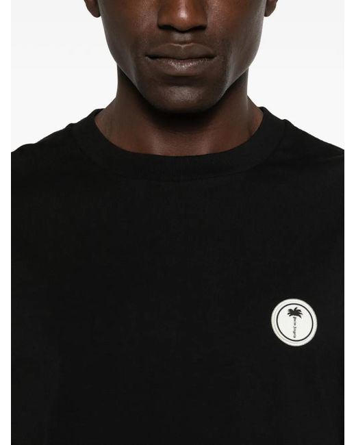 Palm Angels Black Logo-Patch T-Shirt for men