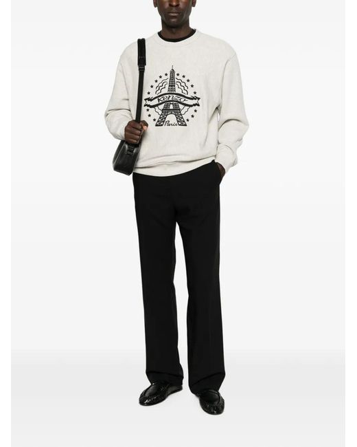 KENZO White Eiffel Tower Sweatshirt for men