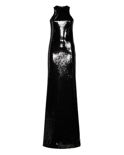 Monot Black Glossy Sequin Tank Top Maxi Dress