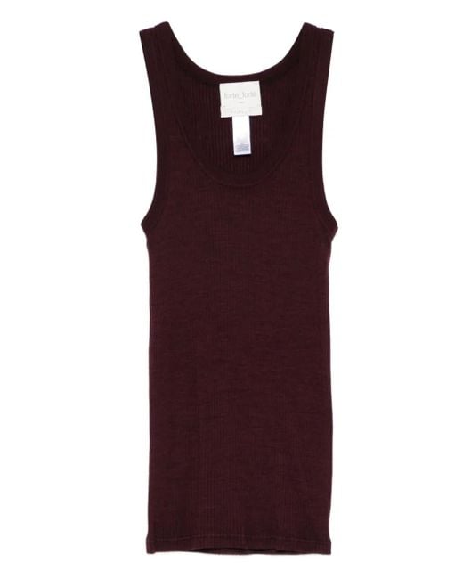 Forte_forte Purple Wool Ribbed American Tank Top