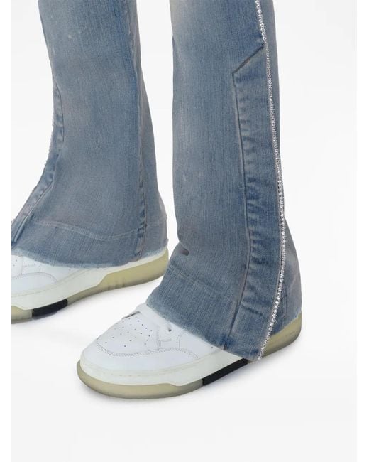 Amiri Blue Crystal-Embellished Flared Jeans for men