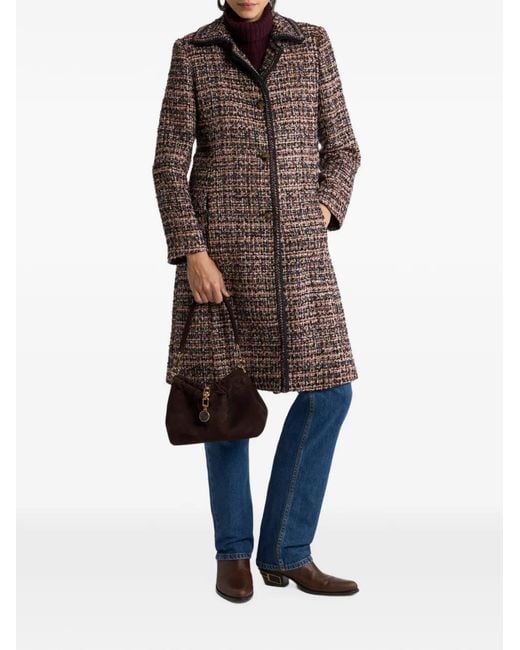 Etro Brown Multicoloured Tweed Coat