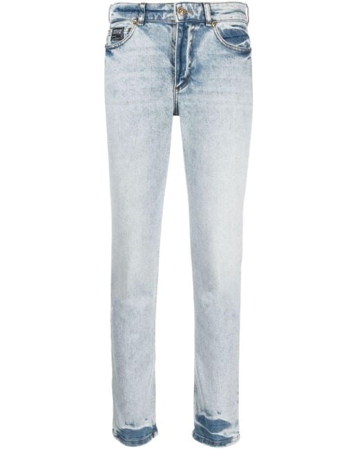 Versace Blue Tief sitzende Straight-Leg-Jeans
