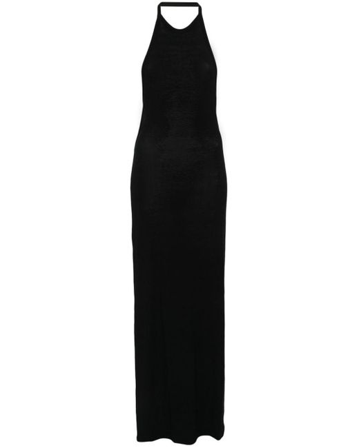 Vestido largo con cuello halter Saint Laurent de color Black