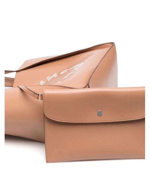 Stella McCartney Brown Broderie Anglaise-Logo Tote Bag