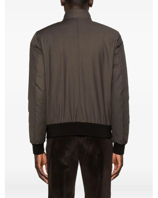 Moorer Brown Button-Fastening Ribbed-Hem Jacket for men