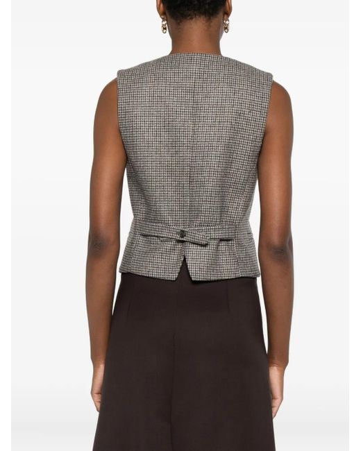 P.A.R.O.S.H. Gray Checked-Pattern Waistcoat