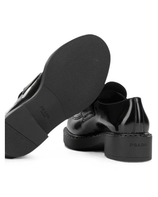 Prada Black Logo-Plaque Loafers