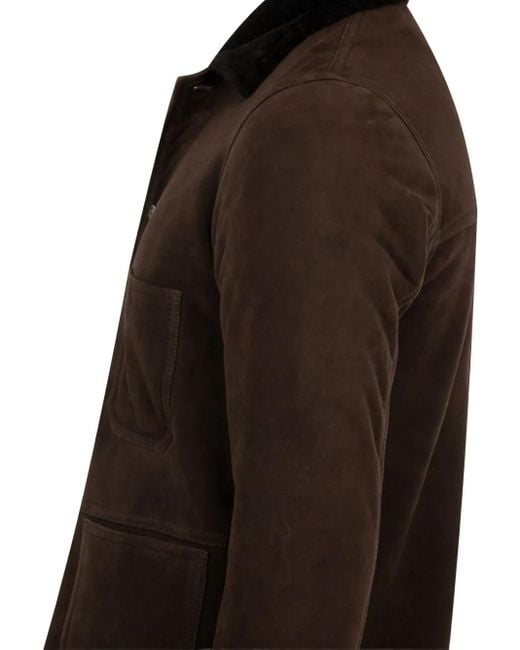 Giorgio Brato Black Buttoned Suede-Leather Jacket for men
