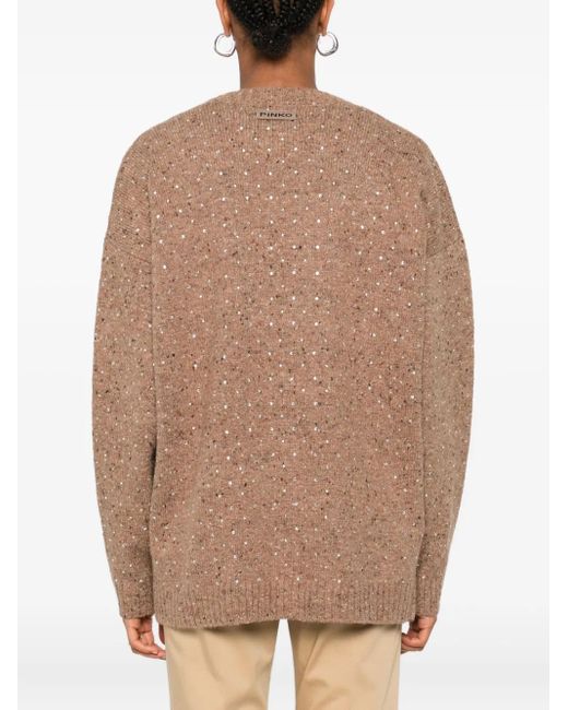 Pinko Brown V-Neck Button Cardigan
