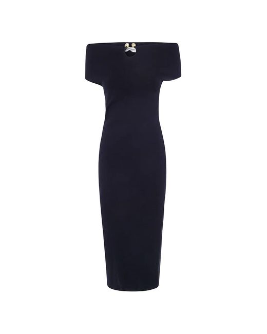 Alberta Ferretti Blue Cut-Out Off-The-Shoulder Midi Dress