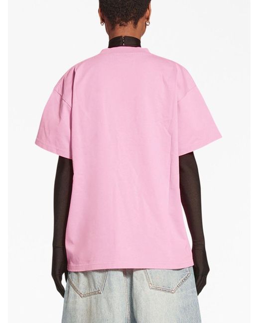 T-shirt Qixi Crest en coton Balenciaga en coloris Pink