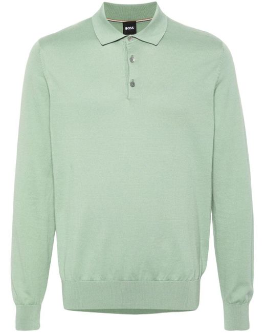 Boss Green Long-sleeve Cotton Polo Shirt for men