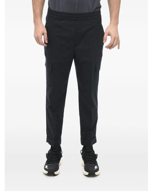 Neil Barrett Black Elasticated-Waist Turned-Up Hem Trousers for men