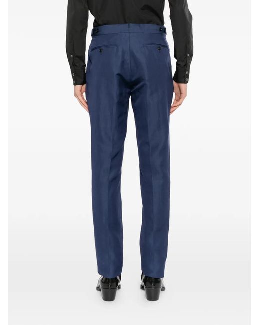 Tom Ford Blue Buttoned-Waist Trousers for men