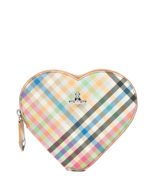 Vivienne Westwood White Heart Plaid Shoulder Bag