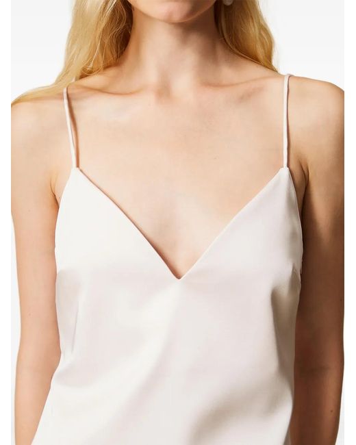 Twinset White Spaghetti-Strap Duchesse Midi Dress