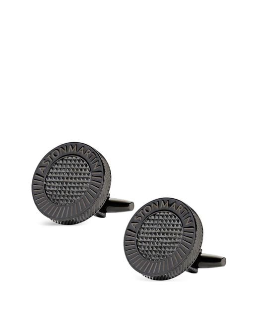 Aston Martin Watches Black Logo Round Cufflinks for men