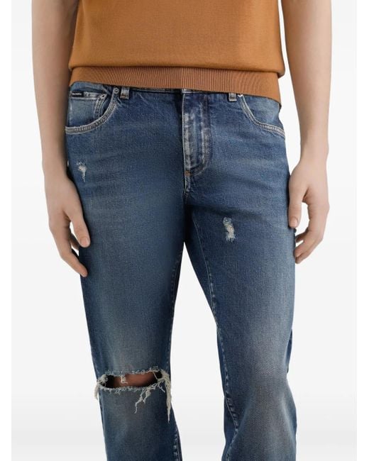 メンズ Dolce & Gabbana ダメージ ジーンズ Blue