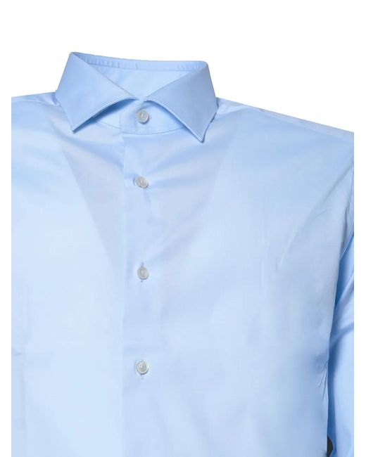 XE Blue Spread-Collar Button-Up Shirt for men