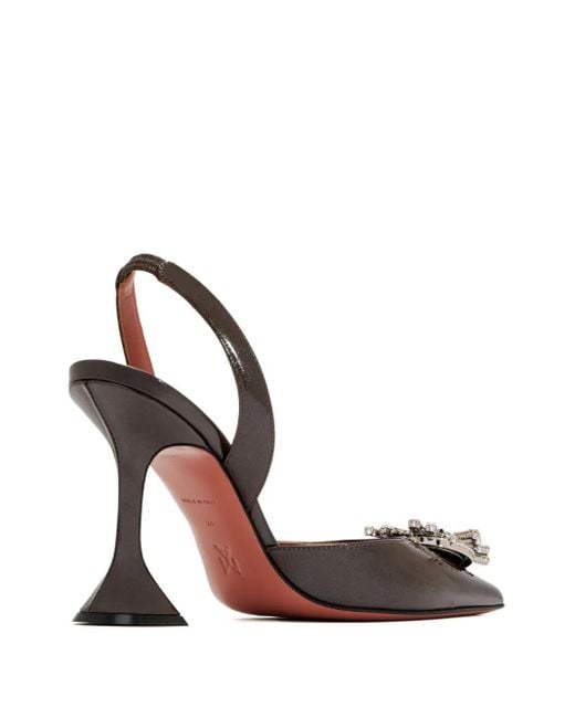 AMINA MUADDI 95 Mm Slingback Pumps Verfraaid Met Kristallen in het Metallic